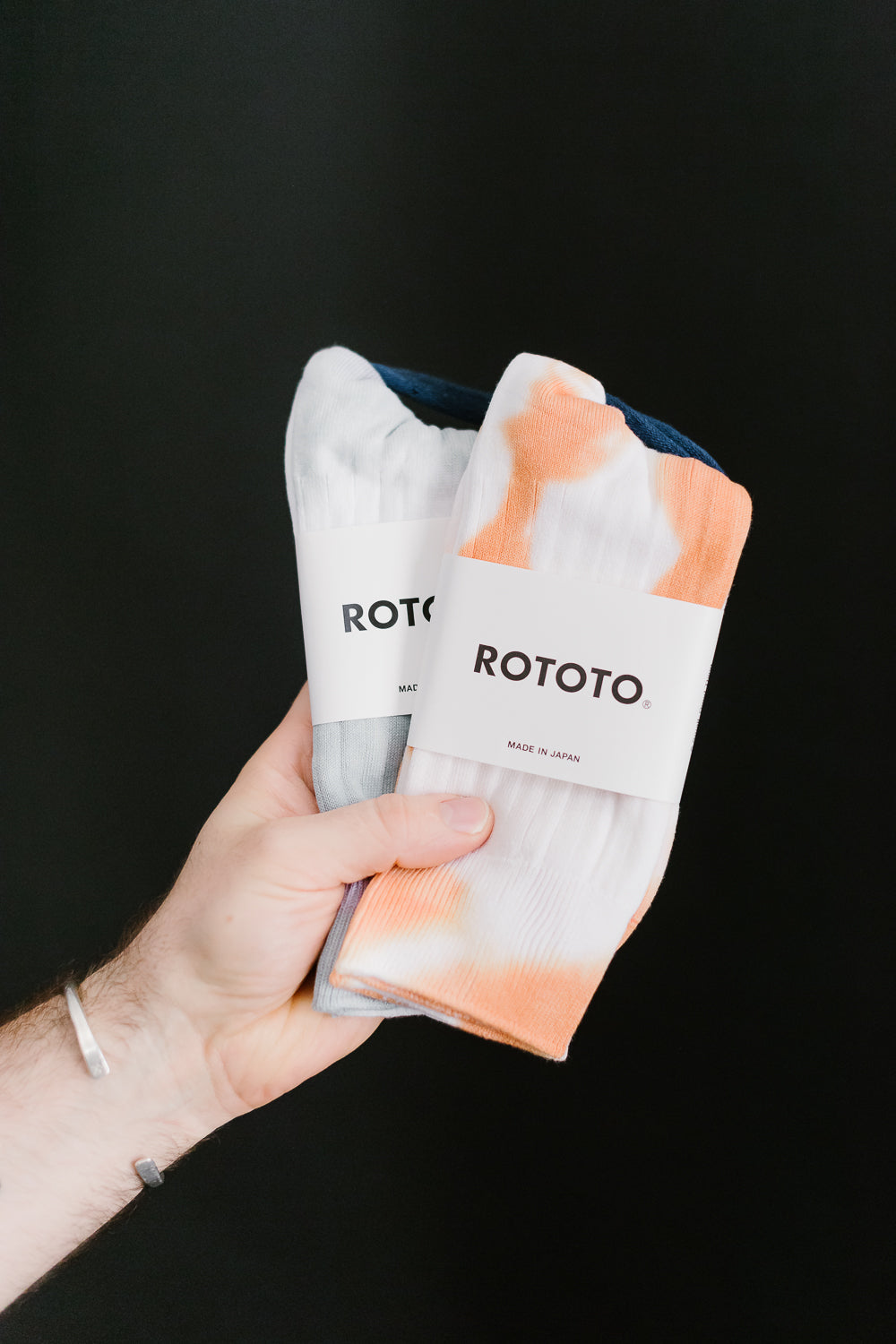 R1490 - Tie Dye Formal Crew Socks - Light Orange, White
