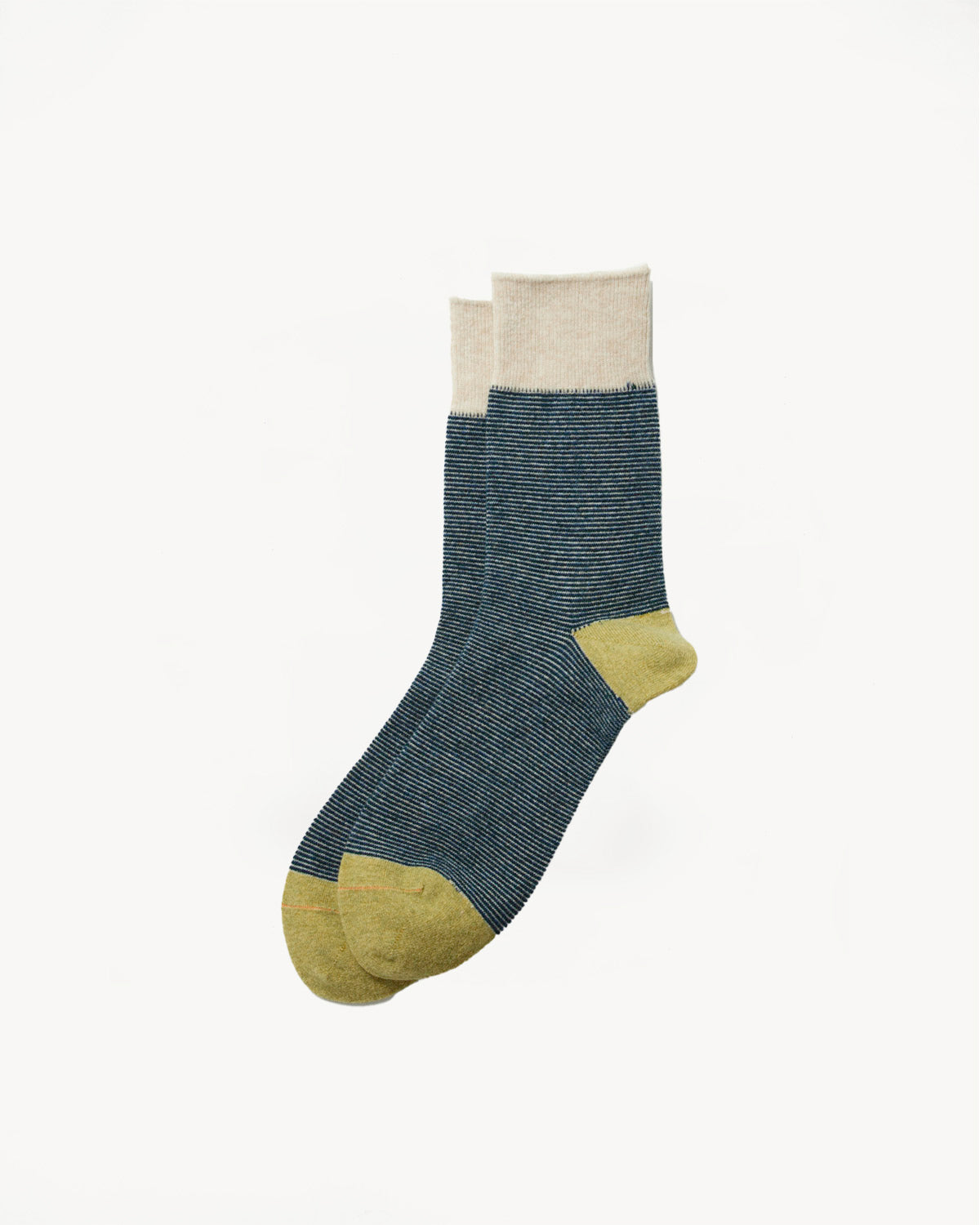 R1499 - Woolen Striped Retro Outdoor Socks - Ivory, Light Yellow