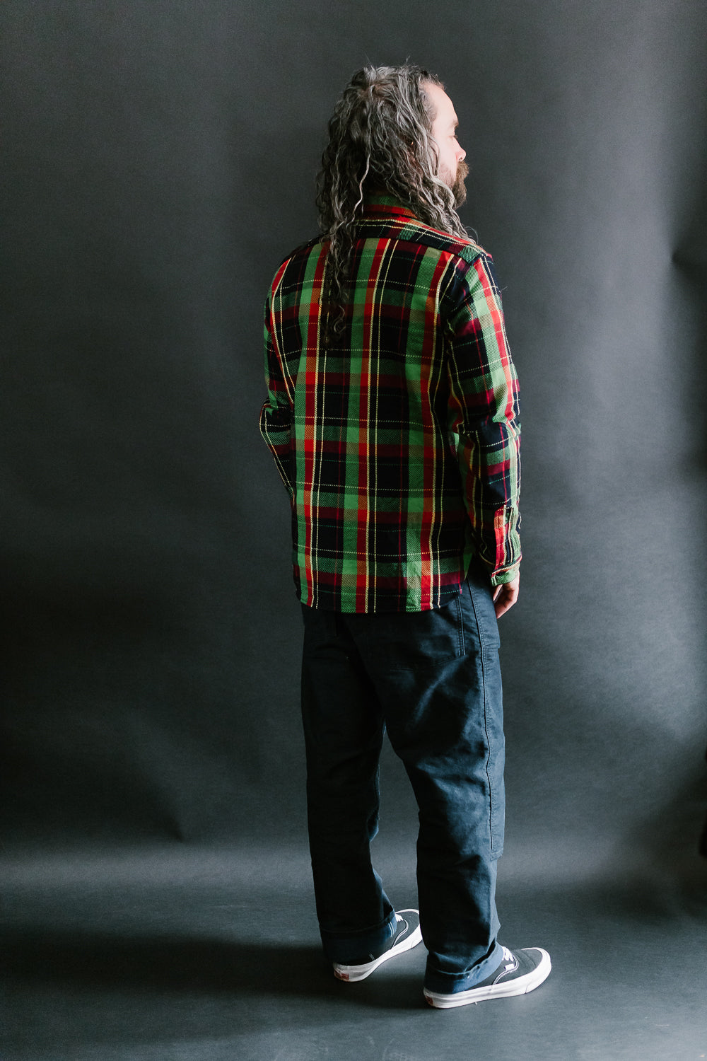 SIN23-01W - Rope Dyed Flannel Check Shirt - Green, Indigo