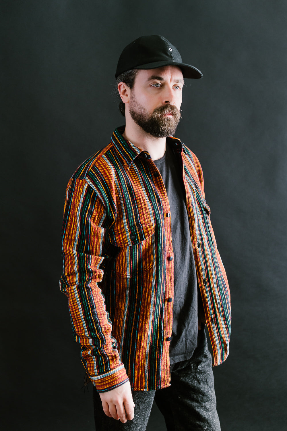Slub Shirt - Dant Rope Orange - | Flannel Stripe SIN23-02W Indigo, James Dyed