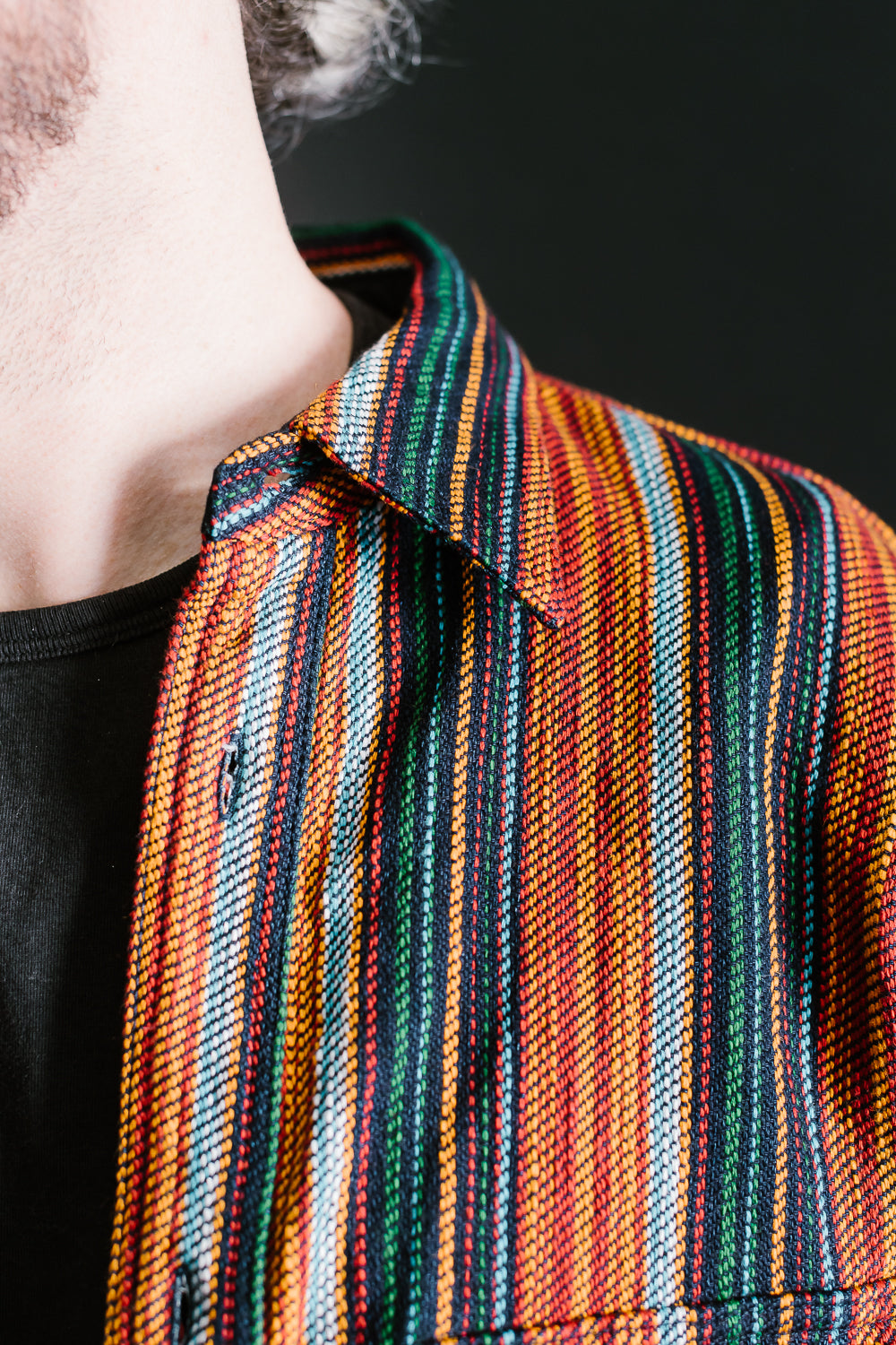SIN23-02W - Rope Dyed Slub Flannel Stripe Shirt - Indigo, Orange | James  Dant