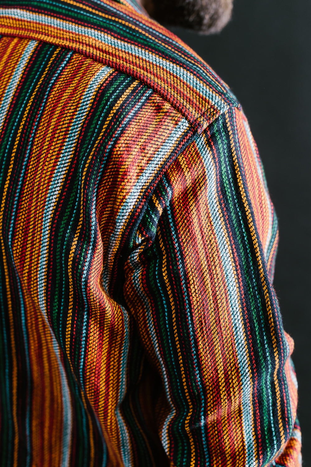 SIN23-02W - Dant - Flannel Shirt Dyed Indigo, Orange Slub Rope Stripe James 