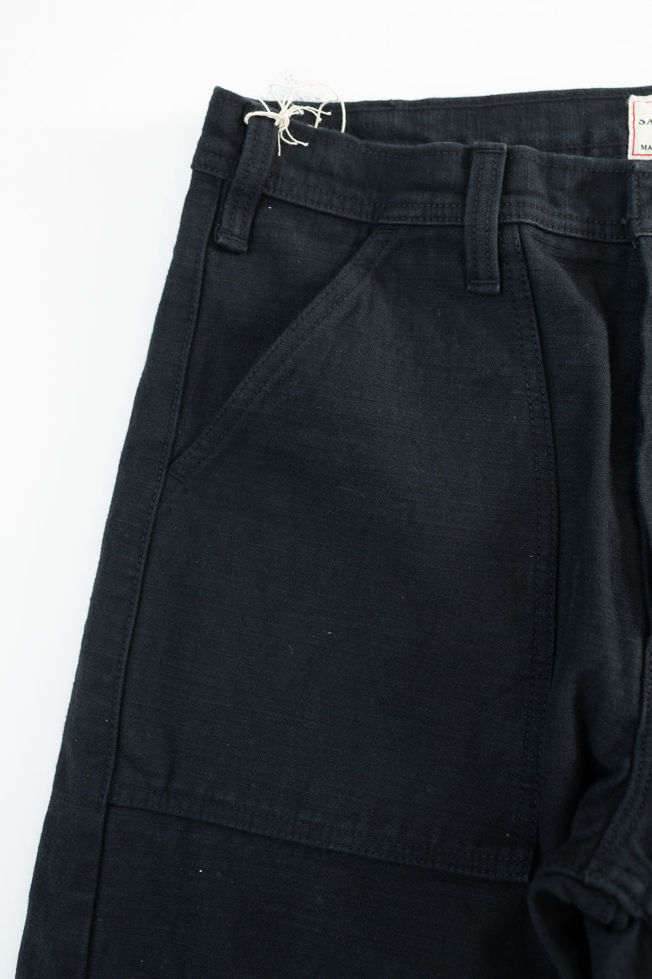 SJ52BK - Back Satin Selvedge Baker Pants - Black