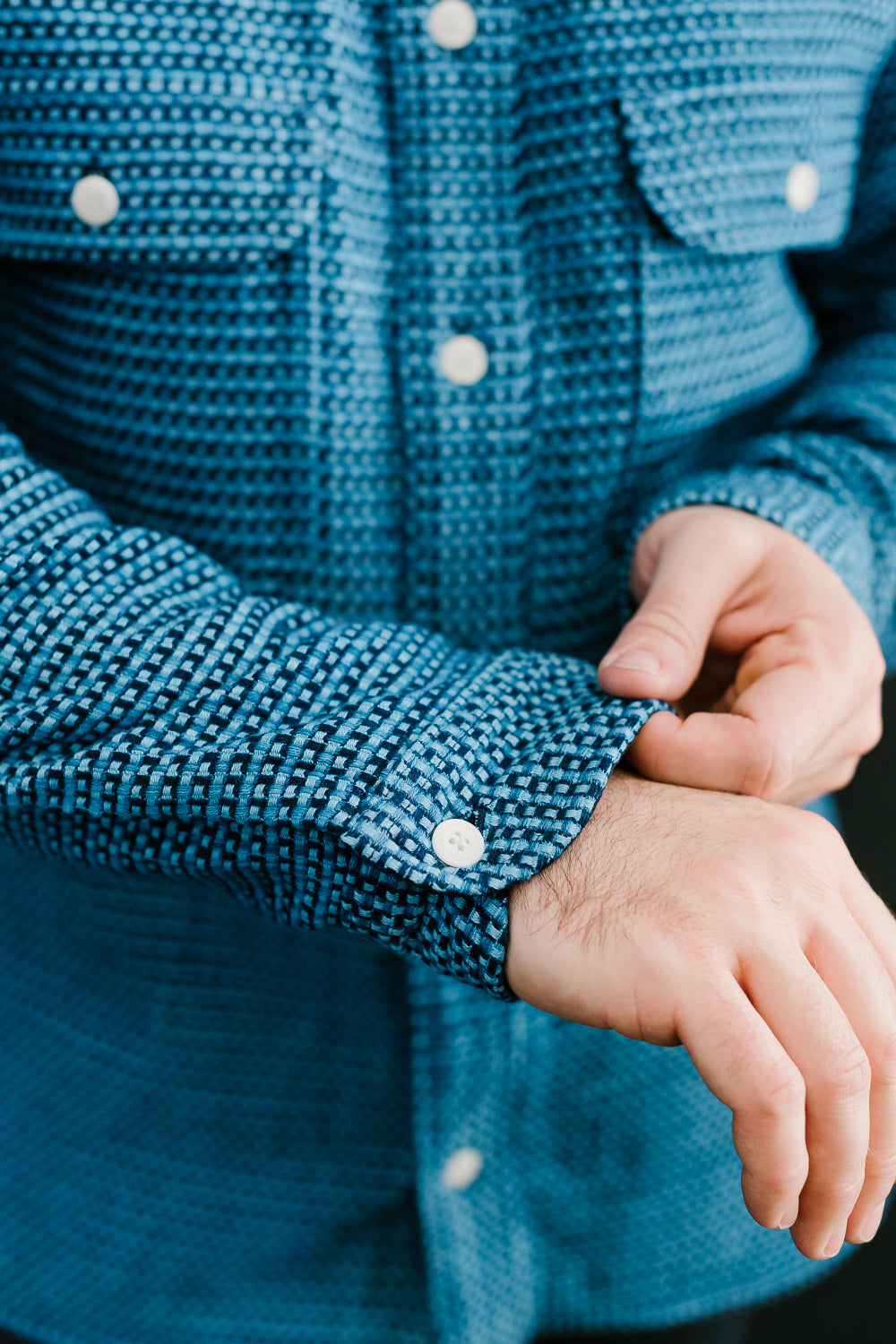 SSS24-01W - 'Aizome' Thick Oxford Work Shirt - Natural Indigo