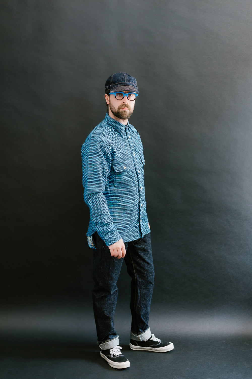 SSS24-01W - 'Aizome' Thick Oxford Work Shirt - Natural Indigo