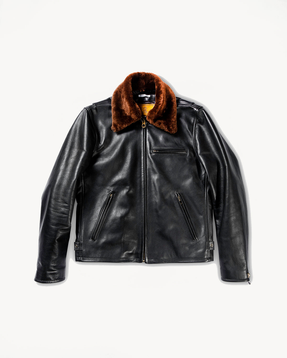 Varenne Fur Collar Leather Jacket - Black | James Dant
