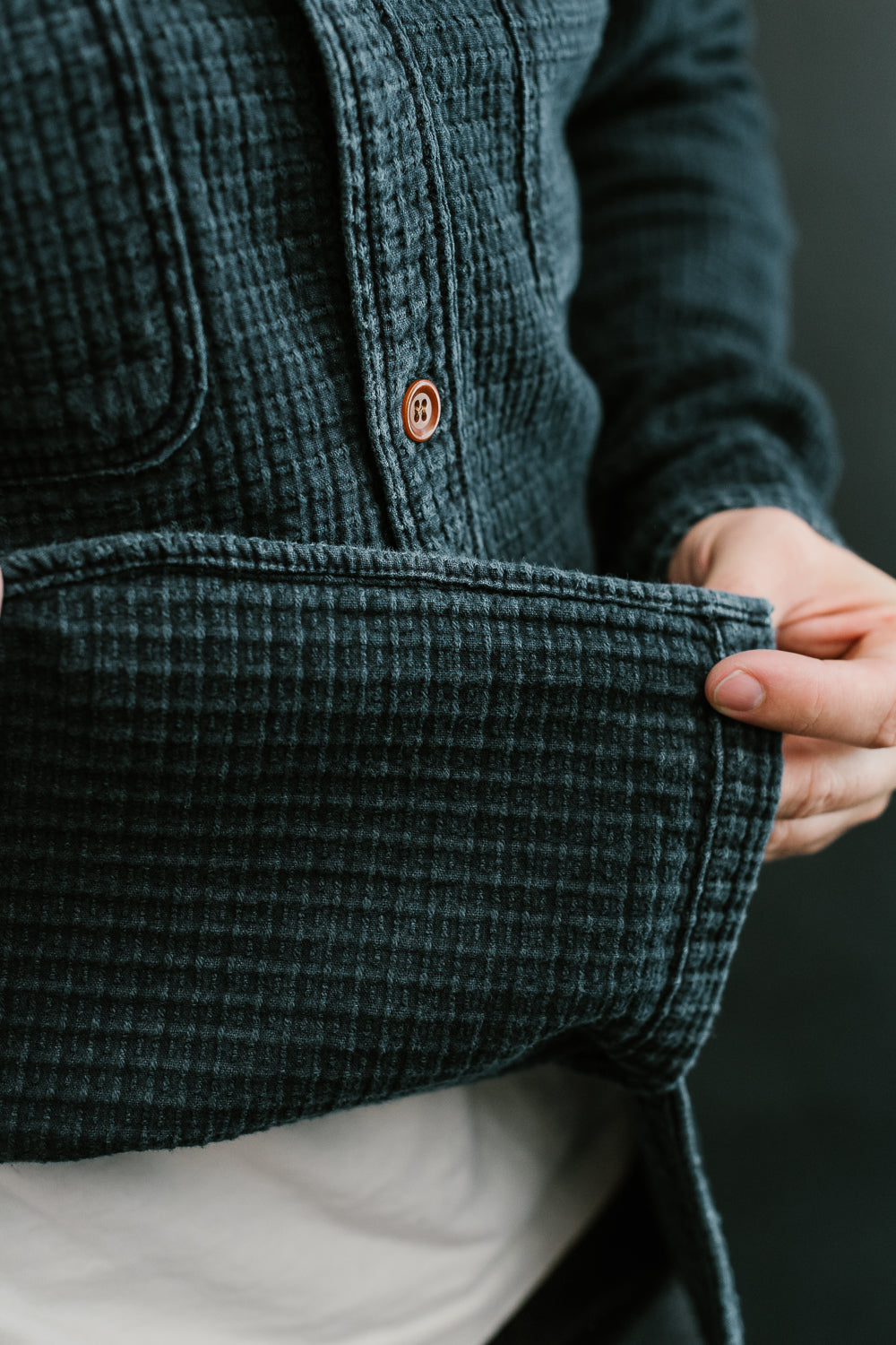 5689 - Stitched Sashiko Shirt - Indigo | James Dant