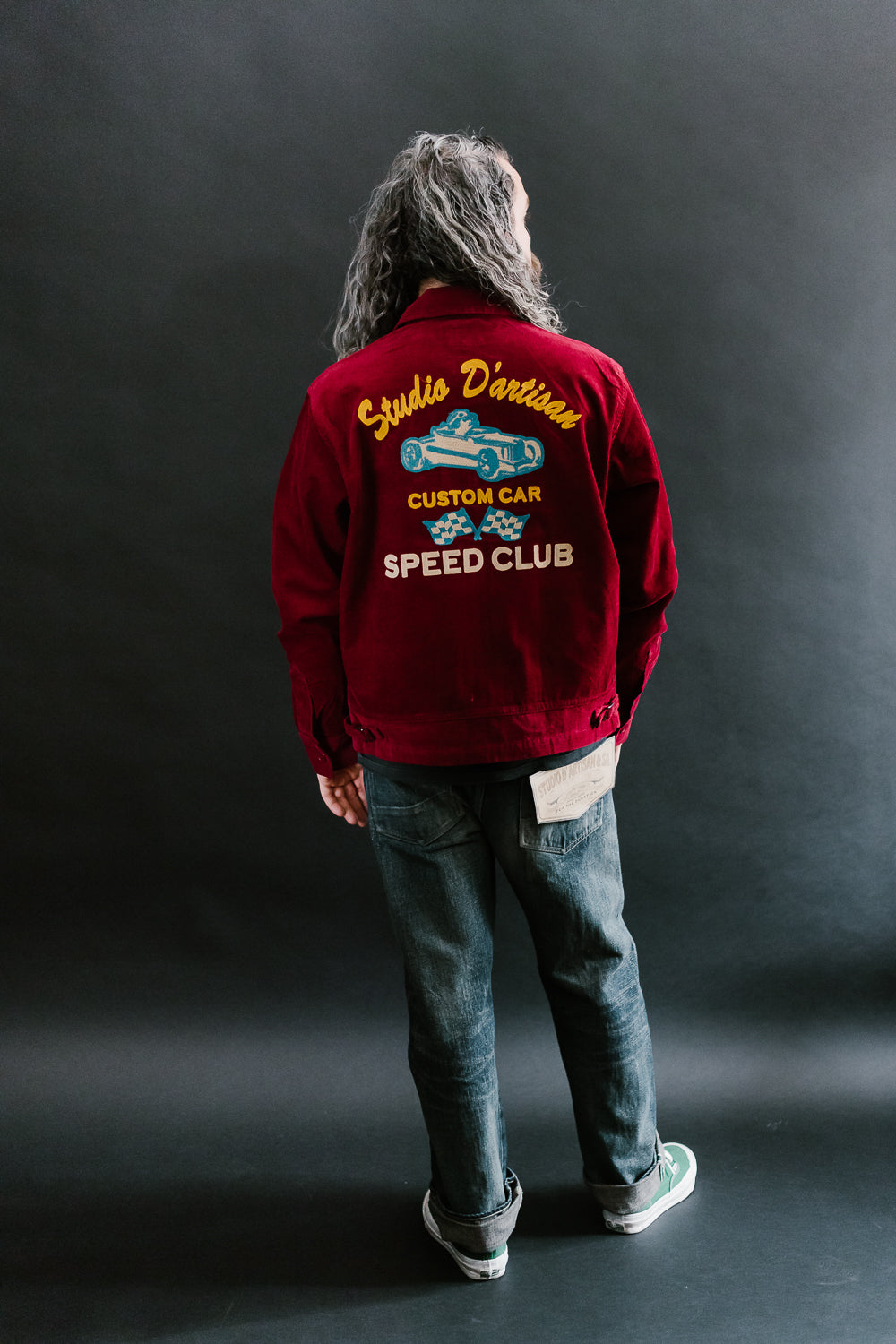 D4584 - Embroidery Speed Club Corduroy Jacket - Bordeaux | James Dant