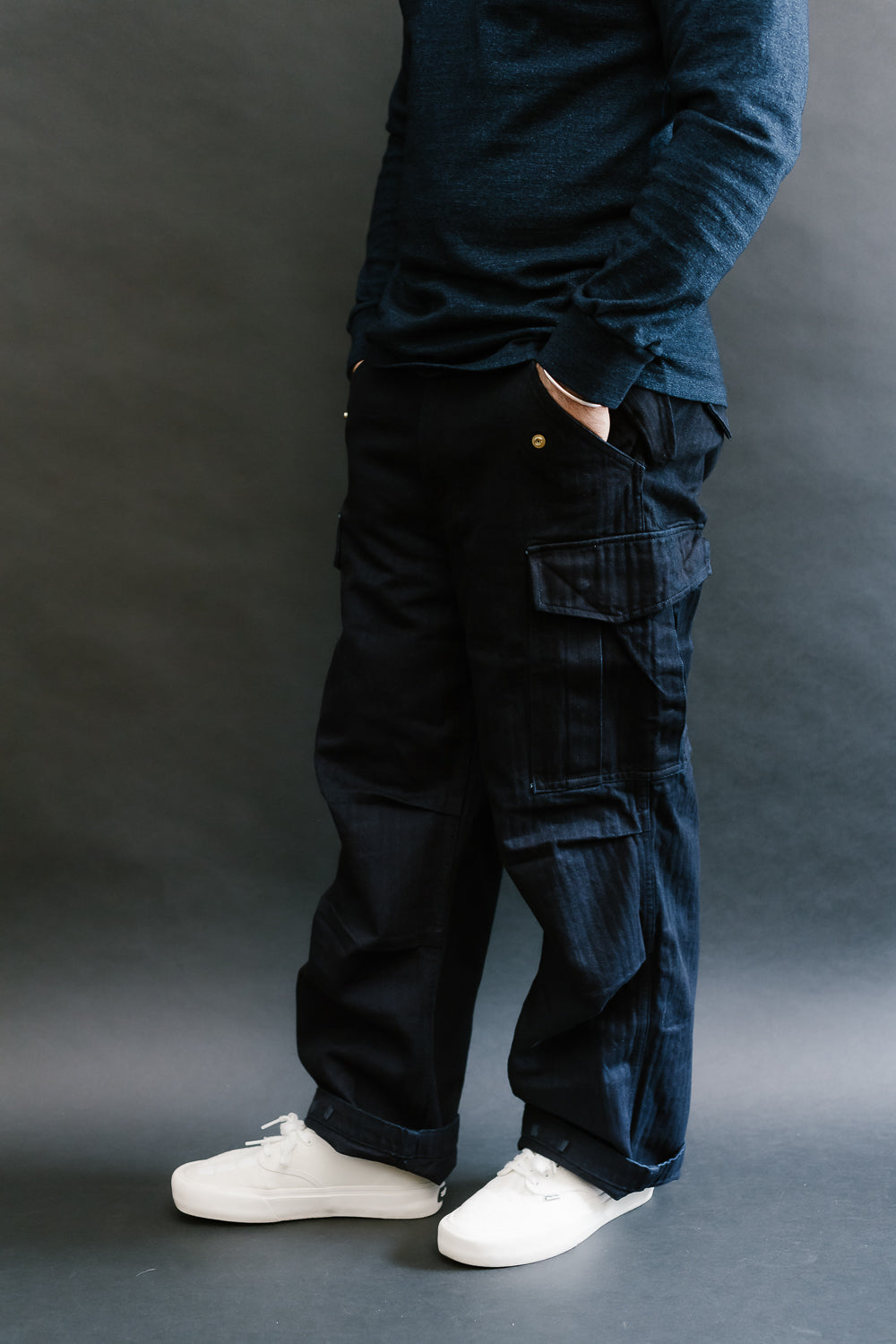 TNK305IDID - Herringbone M65 Pants - Indigo x Indigo