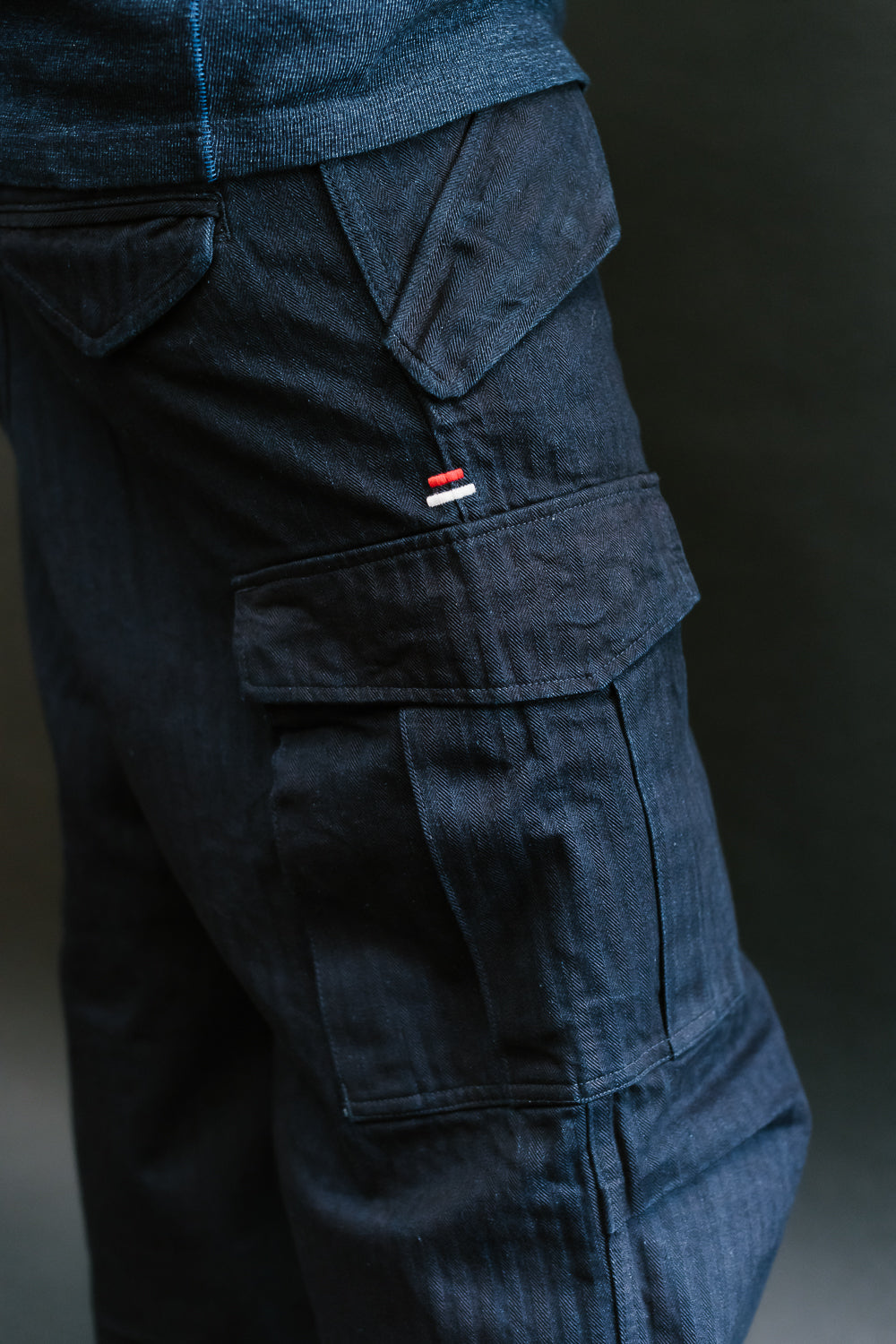 TNK305IDID - Herringbone M65 Pants - Indigo x Indigo