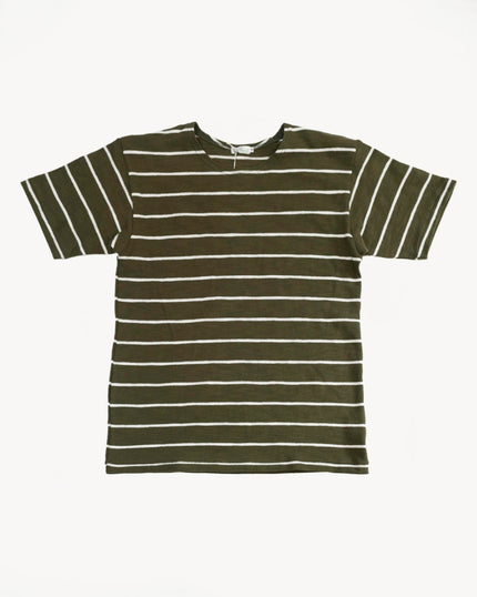 Lot 4087 - Short Sleeve Stripe Tee - Green, Off White