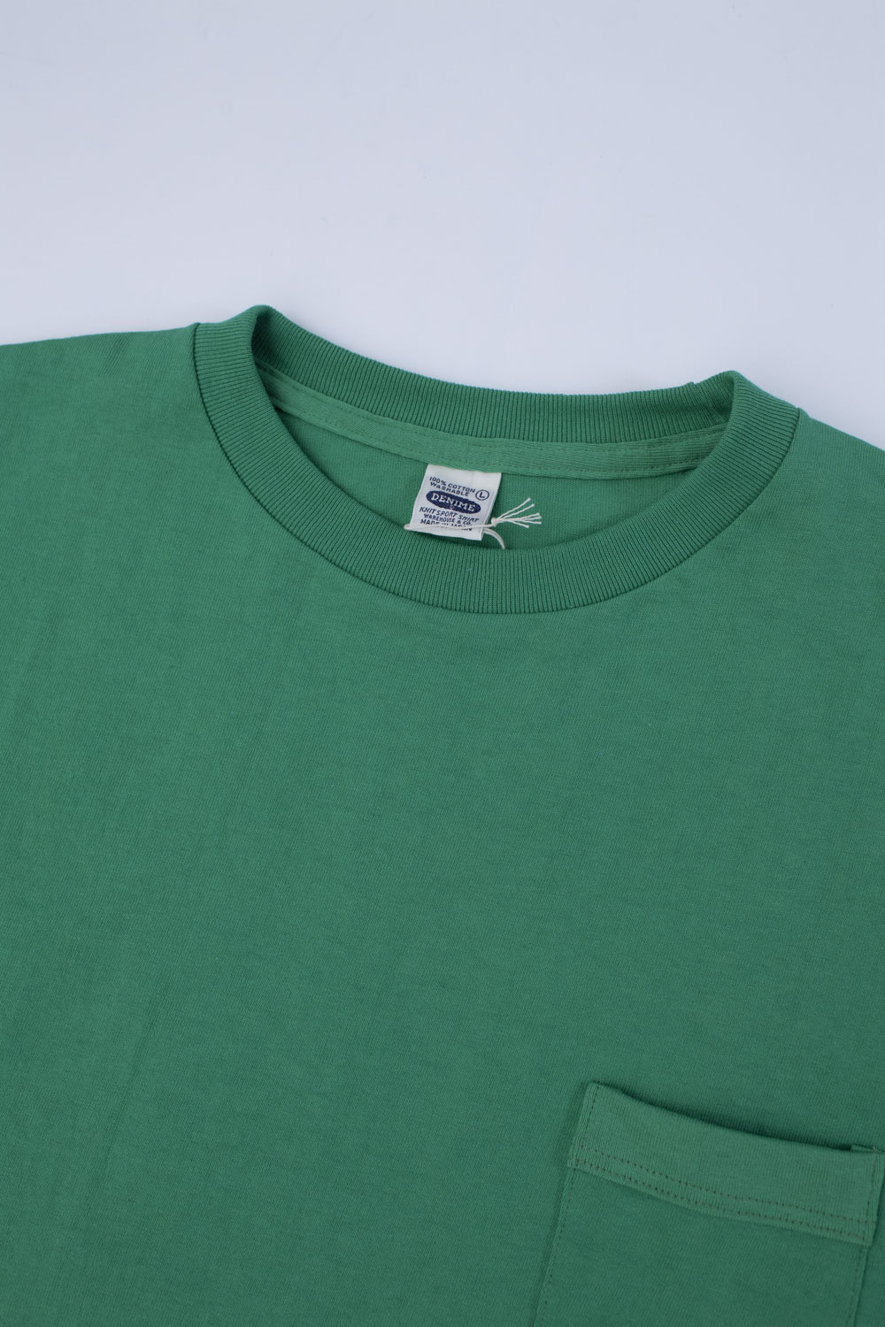 1980s Kelly Green Selvedge Pocket Blank Cotton T-Shirt