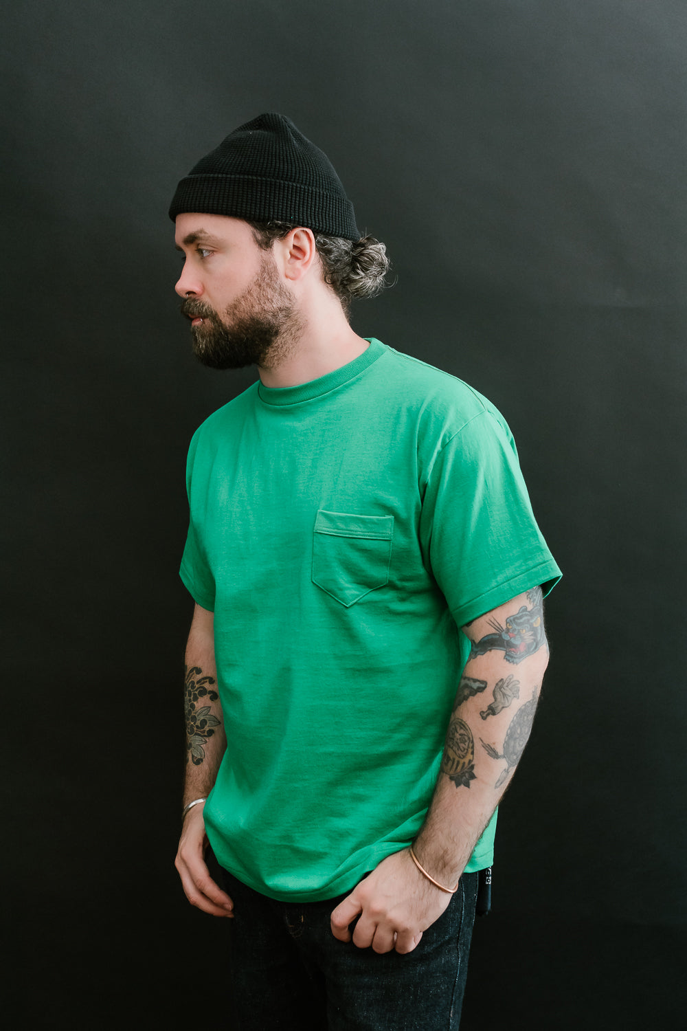 Lot 263 - DENIME - Crew Neck Pocket Tee - Kelly Green