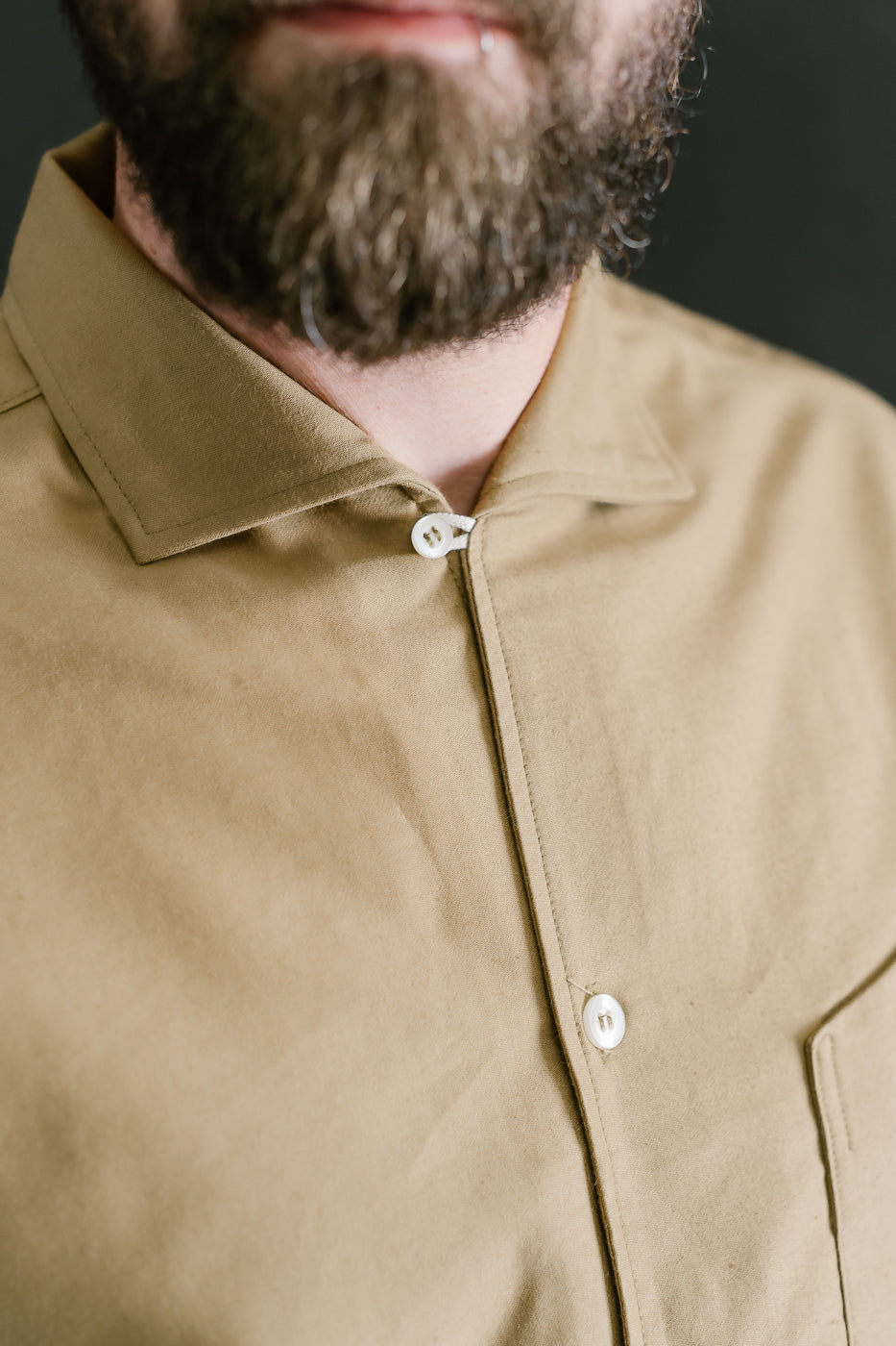 Lot 3091 - S/S Open Collar Shirt - Camel