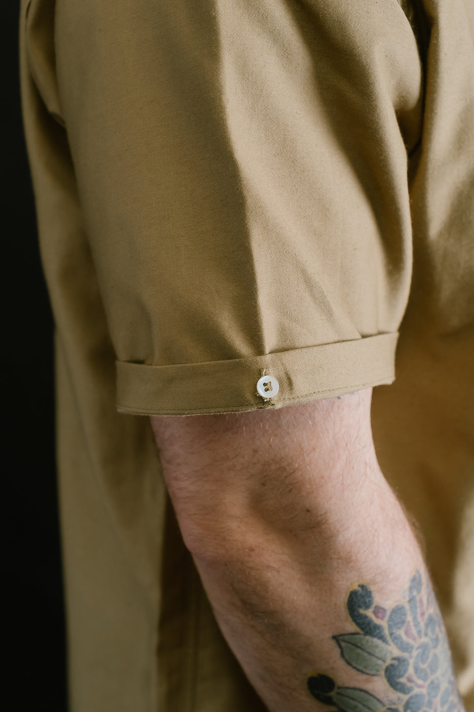 Lot 3091 - S/S Open Collar Shirt - Camel