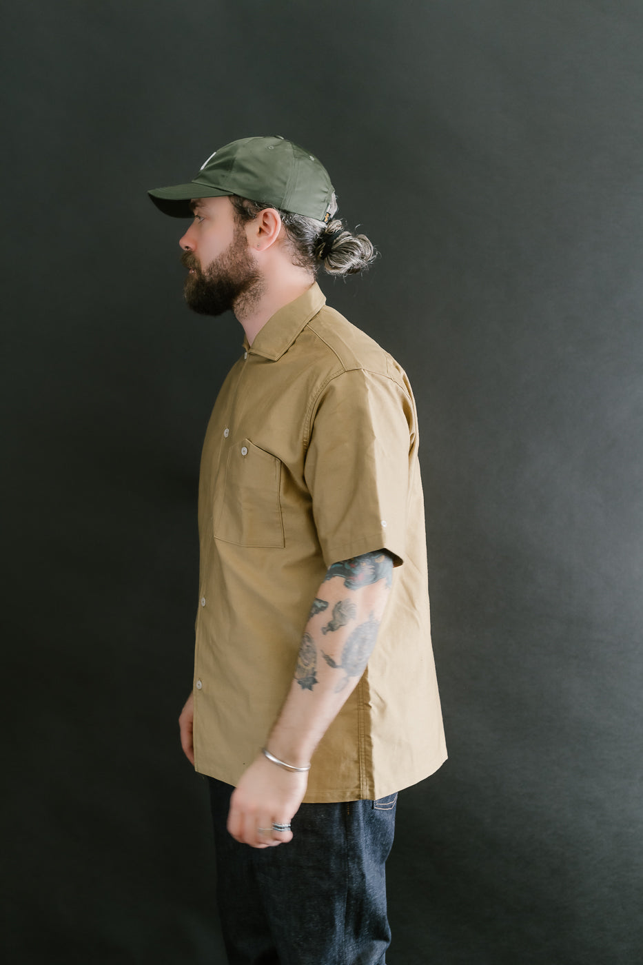 Lot 3091 - S/S Open Collar Shirt - Camel