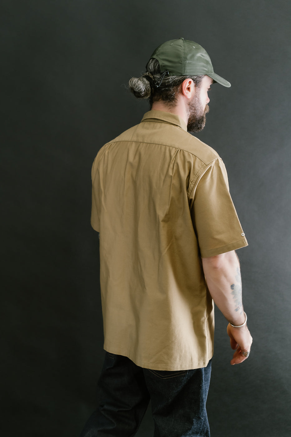 Lot 3091 - S/S Open Collar Shirt - Camel