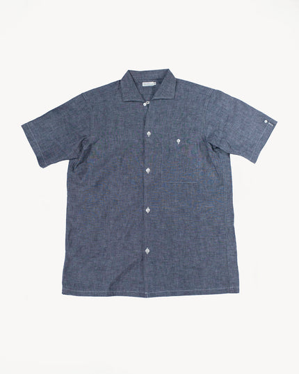 Lot 3091 - S/S Open Collar Shirt - Dark Chambray
