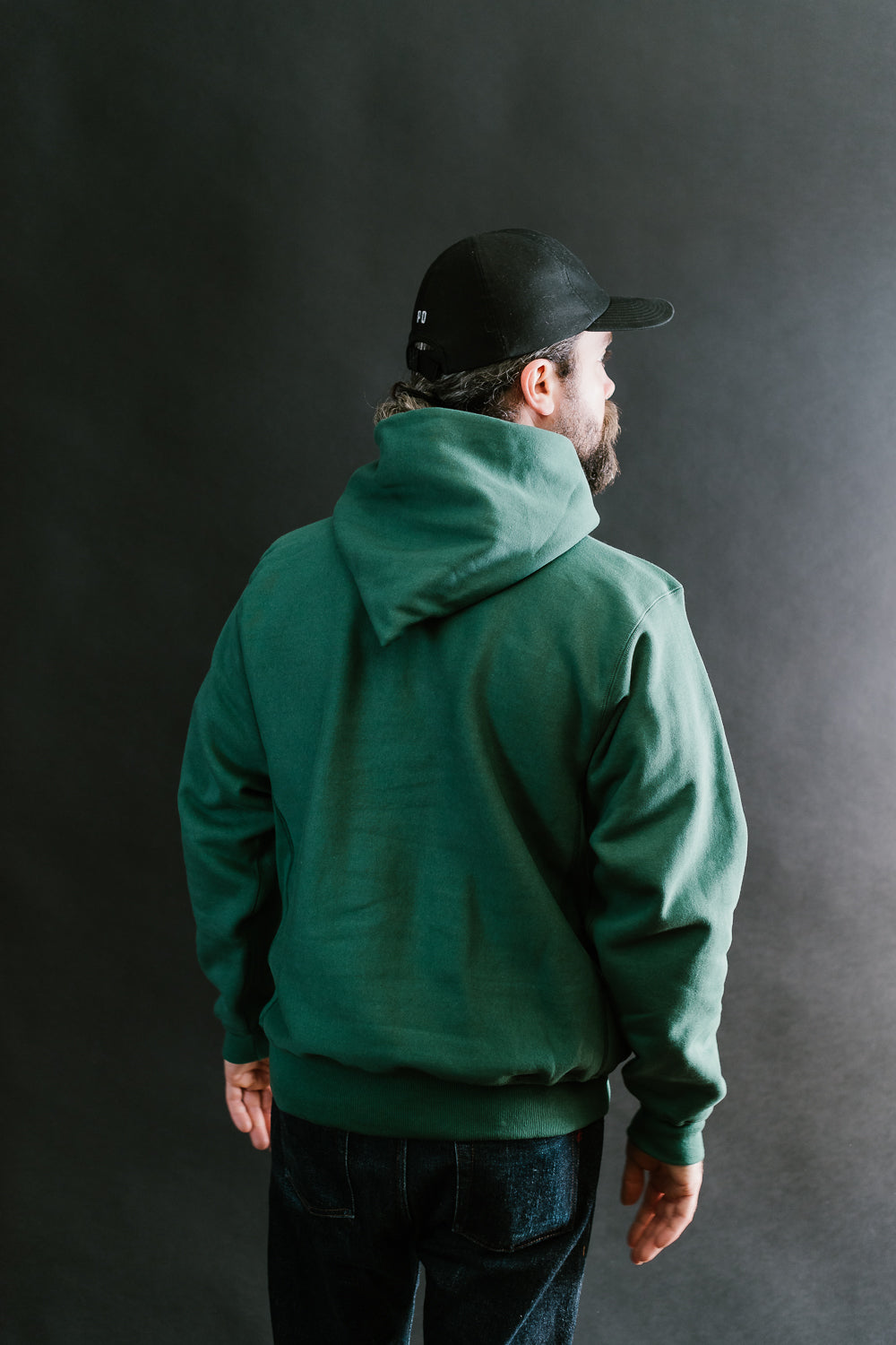 Lot 484 Heavyweight Hooded Sweatshirt Plain Green James Dant