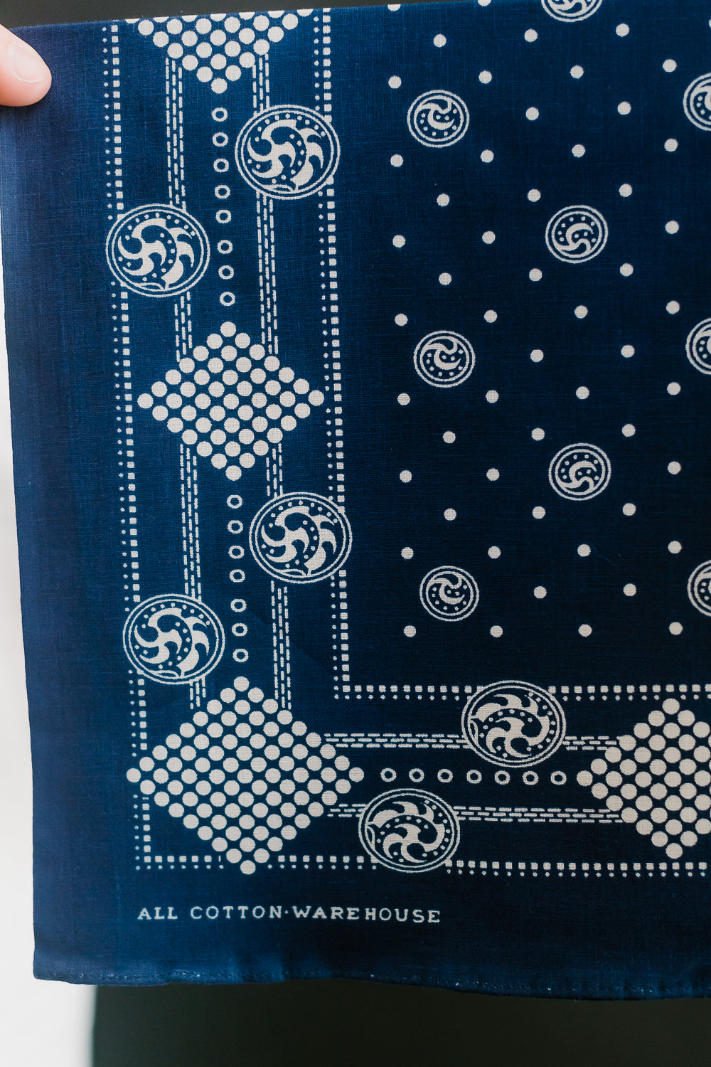 Lot 5227 - Selvedge Bandana B Geometric Pattern - Indigo