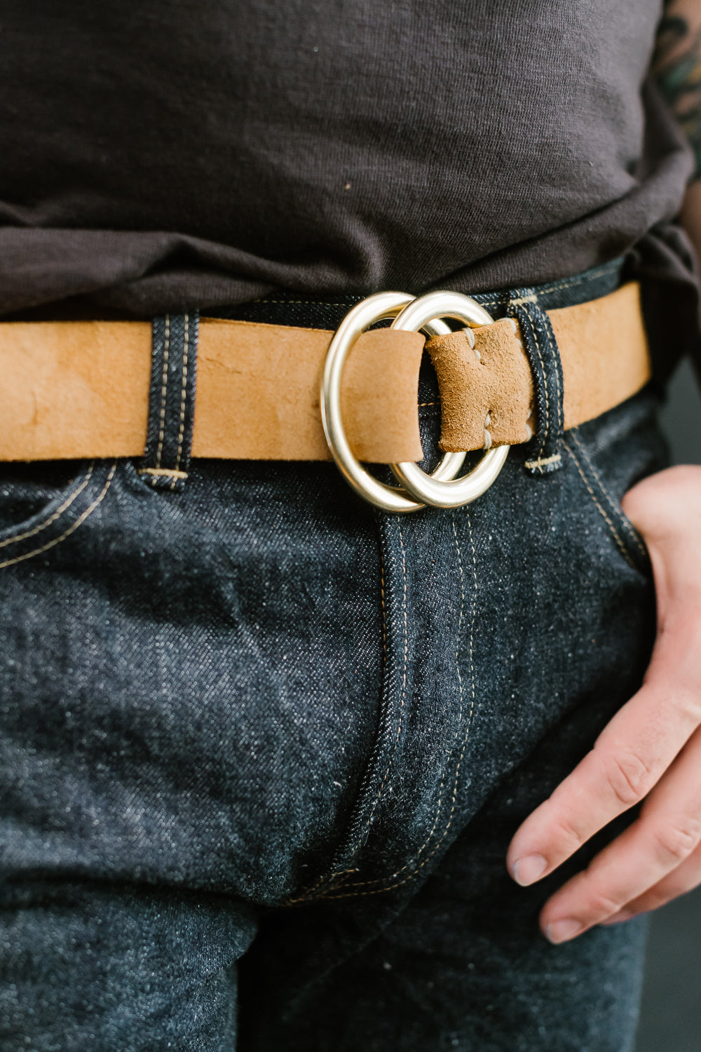 Suede Stitched O-Ring Belt - The Armoury