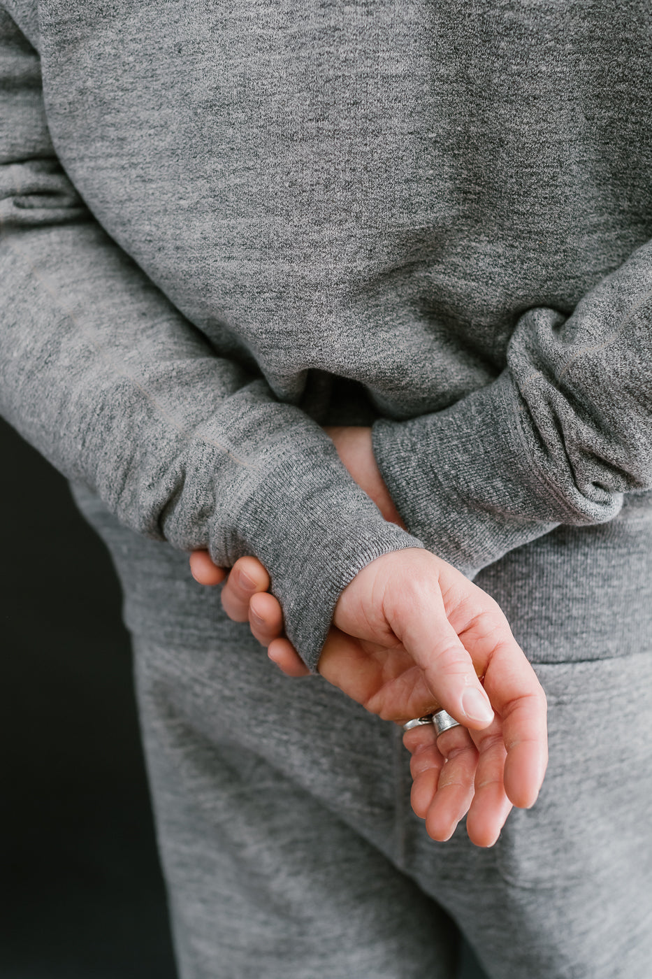 Pullover Crewneck Fleeced Foxfibre® - Charcoal