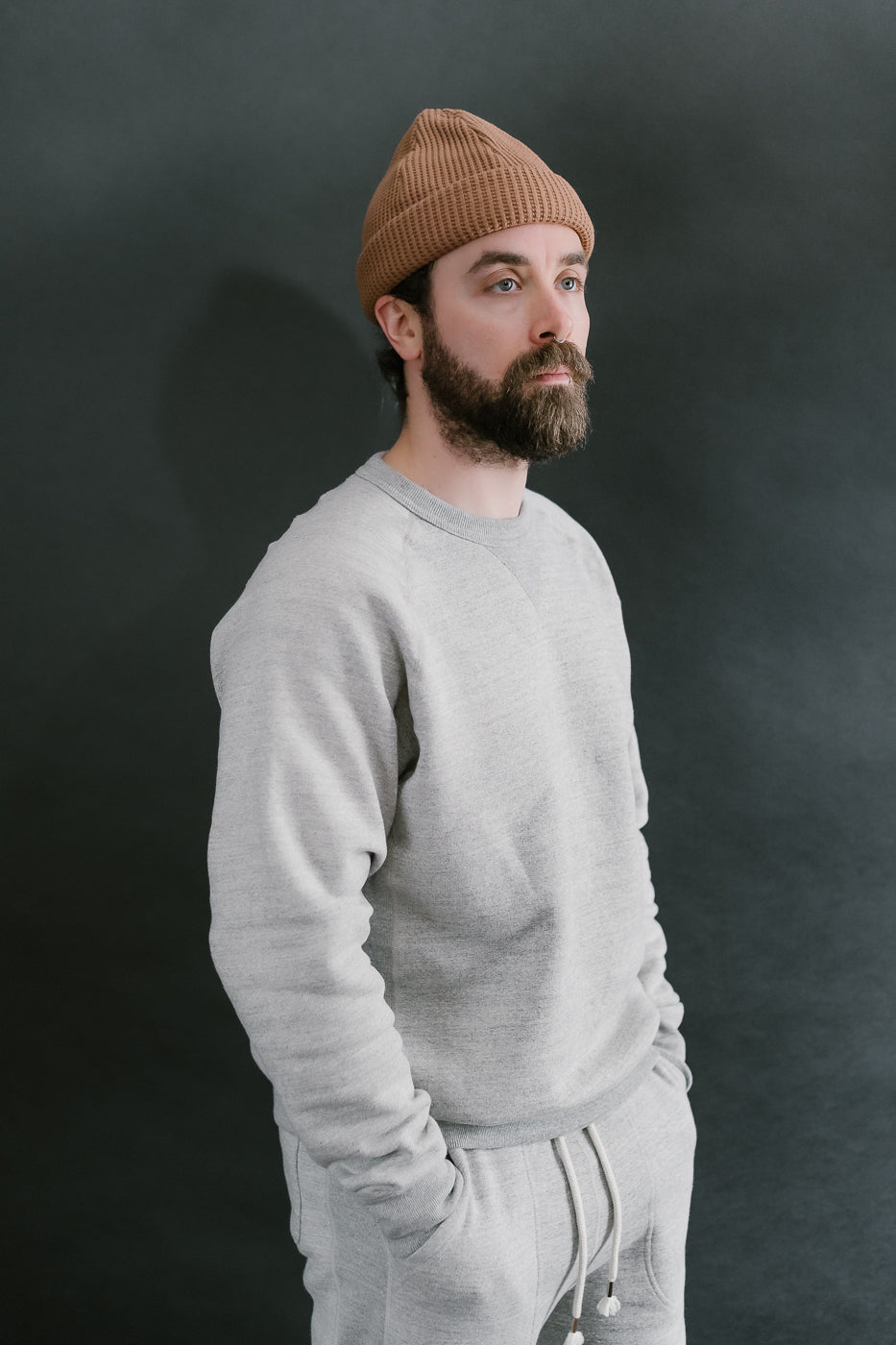 Pullover Crewneck Fleeced Foxfibre® - Heather Grey