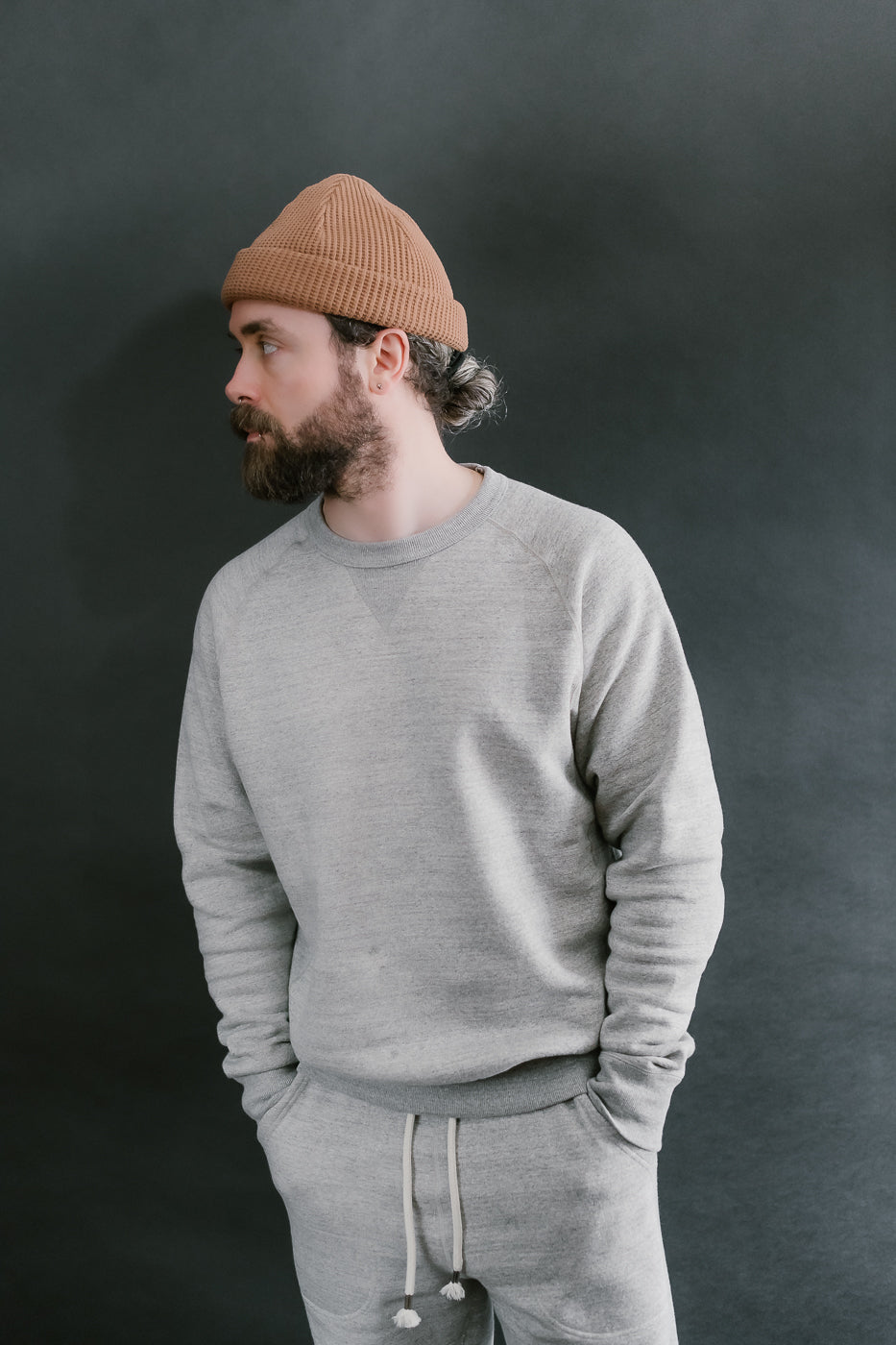 Pullover Crewneck Fleeced Foxfibre® - Heather Grey