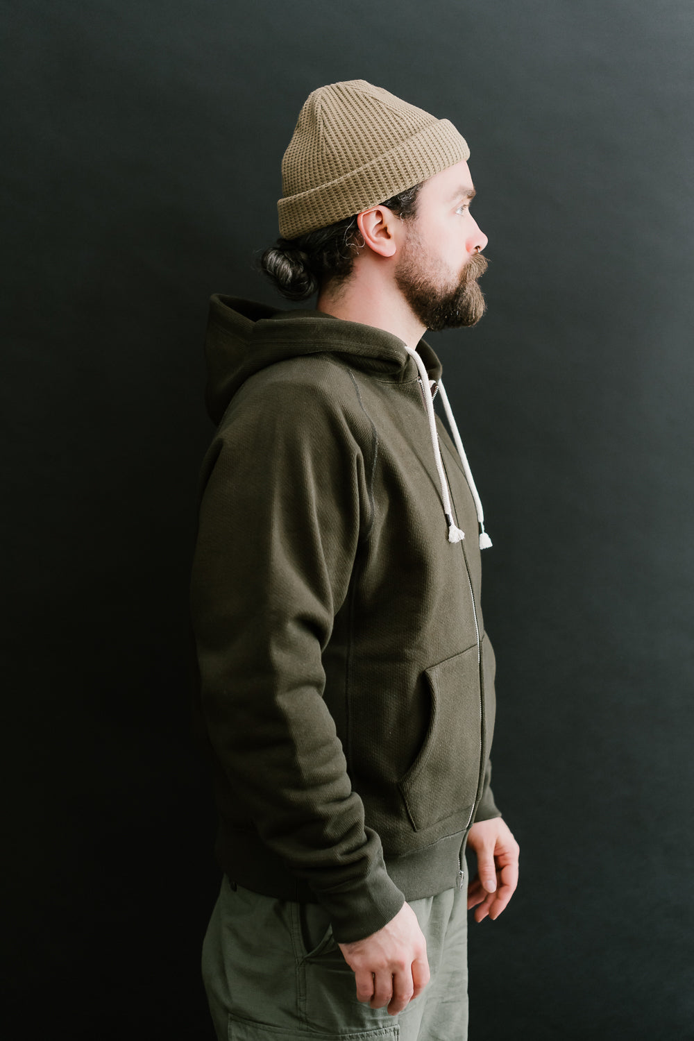 Khaki best sale zip hoodie