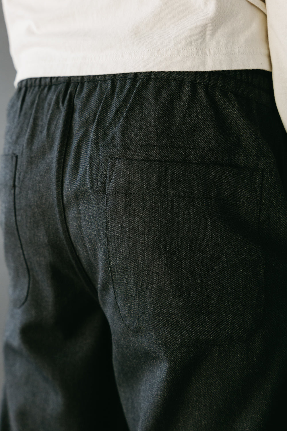 Drawstring Pant - Charcoal Wool Gabardine