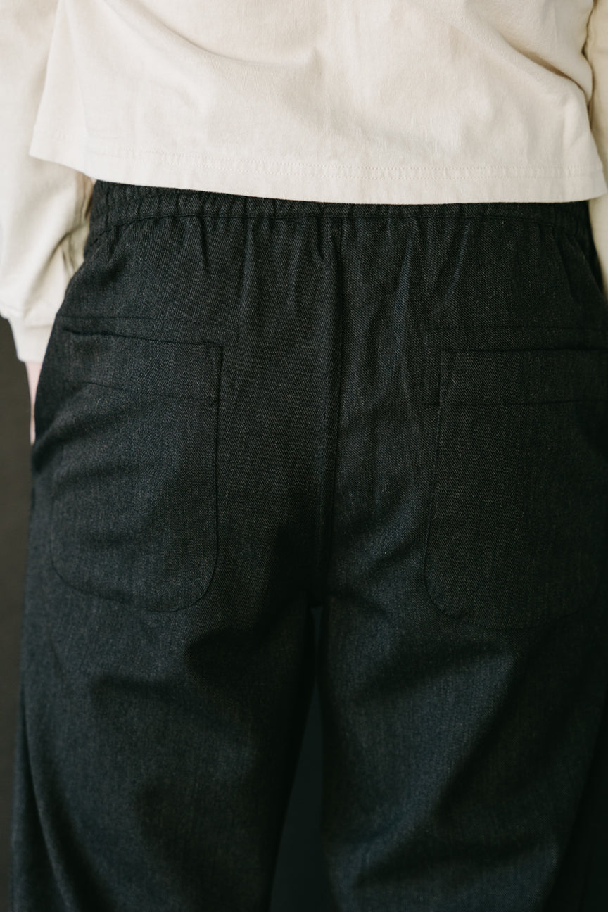 Drawstring Pant - Charcoal Wool Gabardine