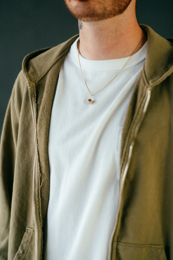 French Terry Zip Hoodie - Olive Garment Dye