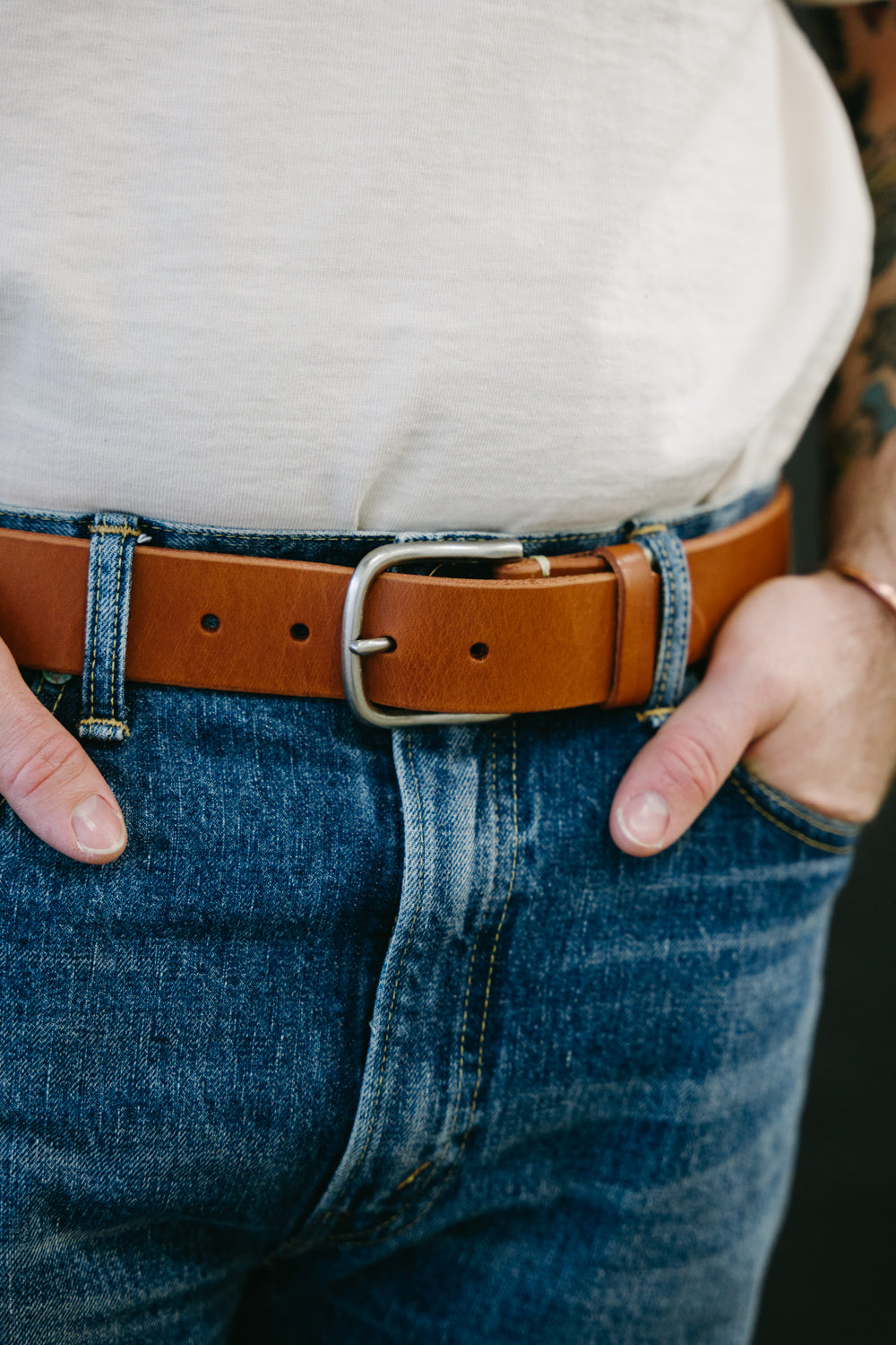 Tochigi Veg Tan Belt - Chestnut | James Dant