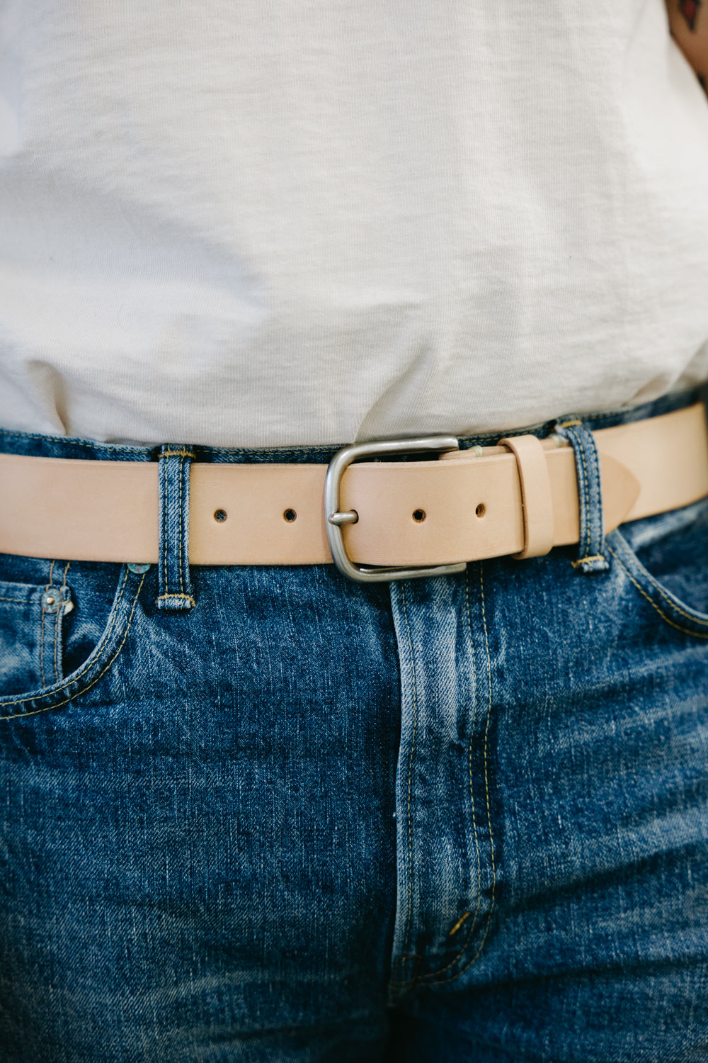 Classic Denim Belt - Beige