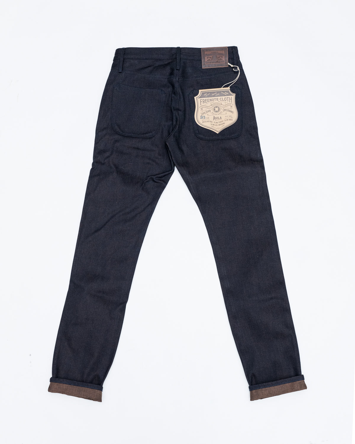 15oz Avila Slim Straight Denim - Blue/Brown | James Dant