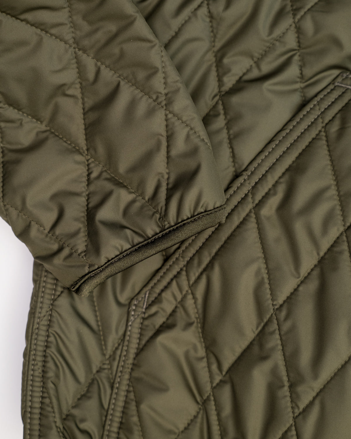 IHJ-118-OLV - Collarless Quilted Lightweight Jacket - Olive