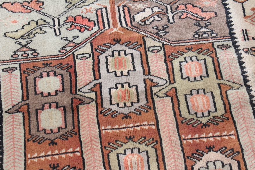 Semi-Antique Hand-Knotted Turkish Oushak Rug