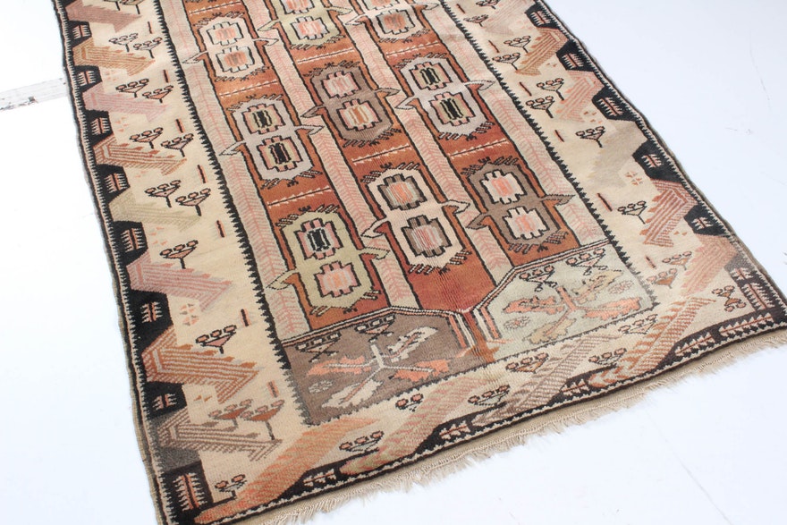 Semi-Antique Hand-Knotted Turkish Oushak Rug