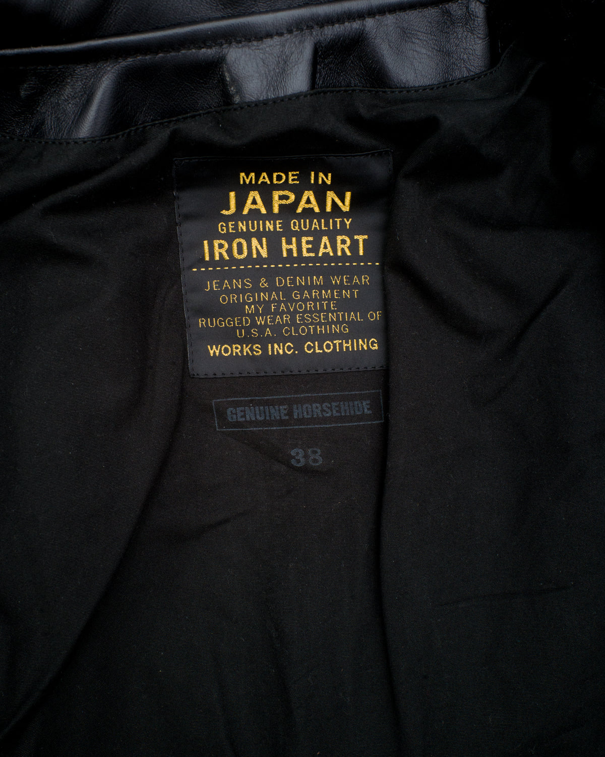 IHSH-35 - Japanese Horsehide Rider’s Jacket - Black (Tea-Core Dyed)