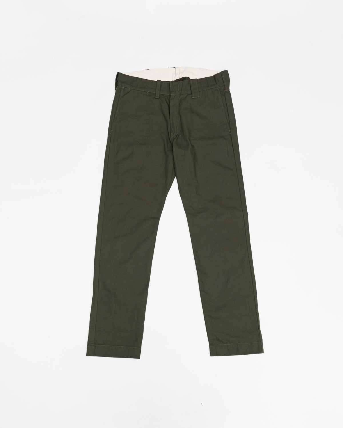 SWC500WP-OF - Heavy Oxford Work Pants Slim Straight Tapered - Green O/W