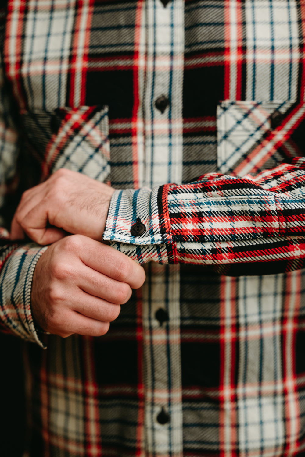 SIN22-01W - Rope Dyed Flannel Shirt - Indigo, Red | James Dant