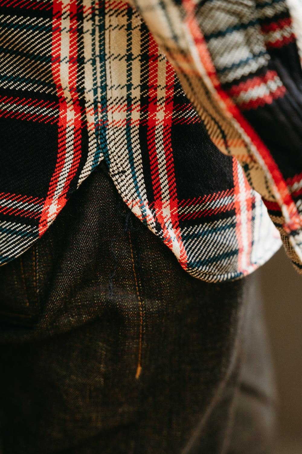 SIN22-01W - Rope Dyed Flannel Shirt - Indigo, Red | James Dant