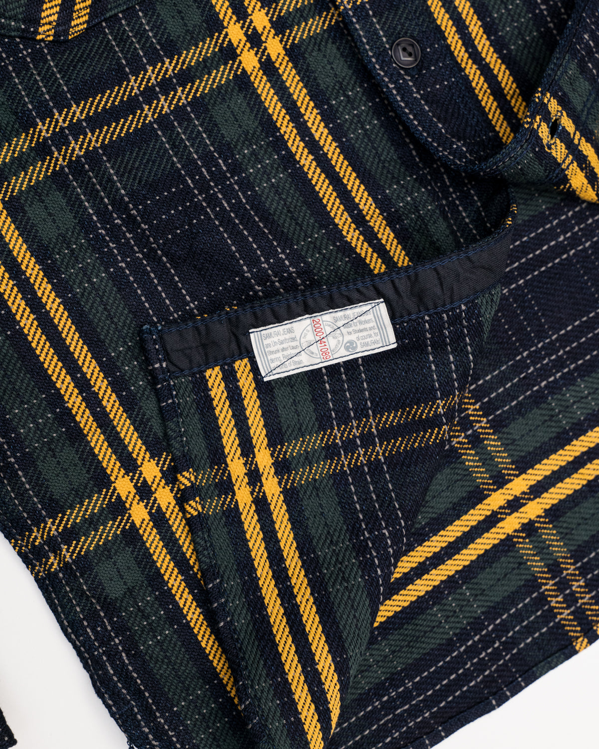 SIN22-01W - Rope Dyed Flannel Shirt - Indigo, Green | James Dant