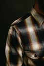 SIN22-02W - Rope Dyed Flannel Shirt - Indigo, White