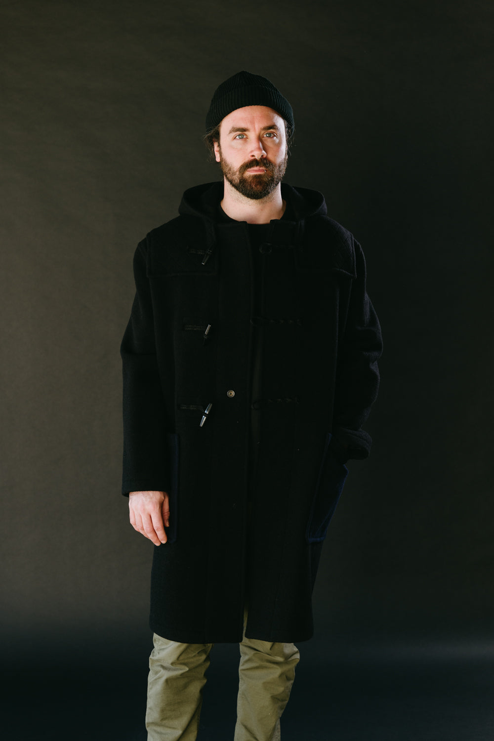 Gloverall x 3Sixteen - Quilted Contrast Monty Coat - Black