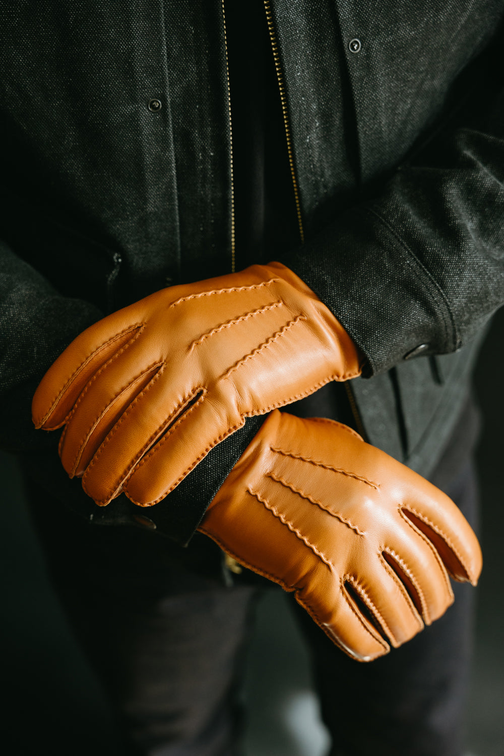 Dark Brown Fingerless Leather Gloves Long / Wonder Woman Post,  Sweden