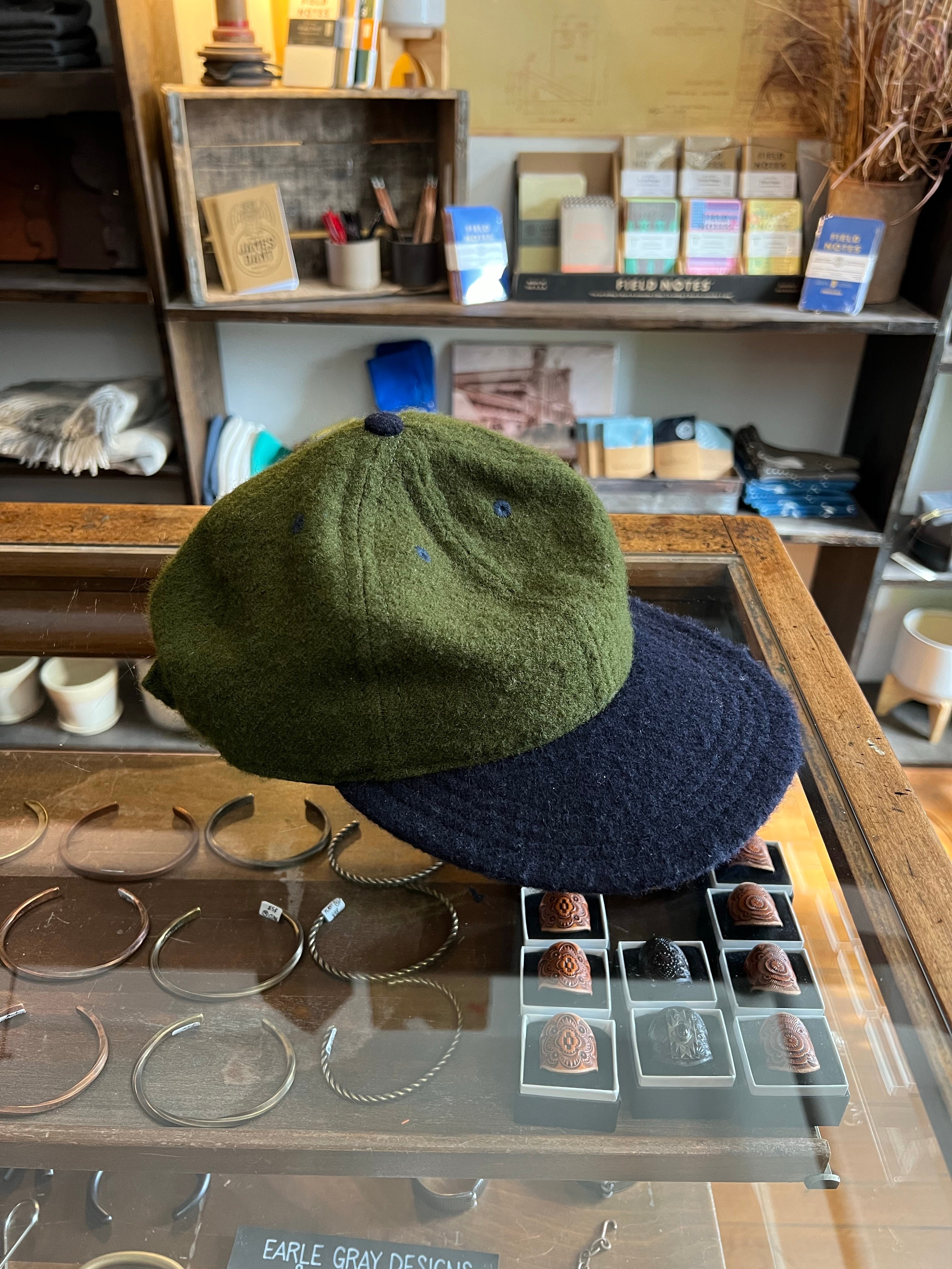 Gently Used Paa Wool Two Caps Bundle - Green/Navy, Heather Gray