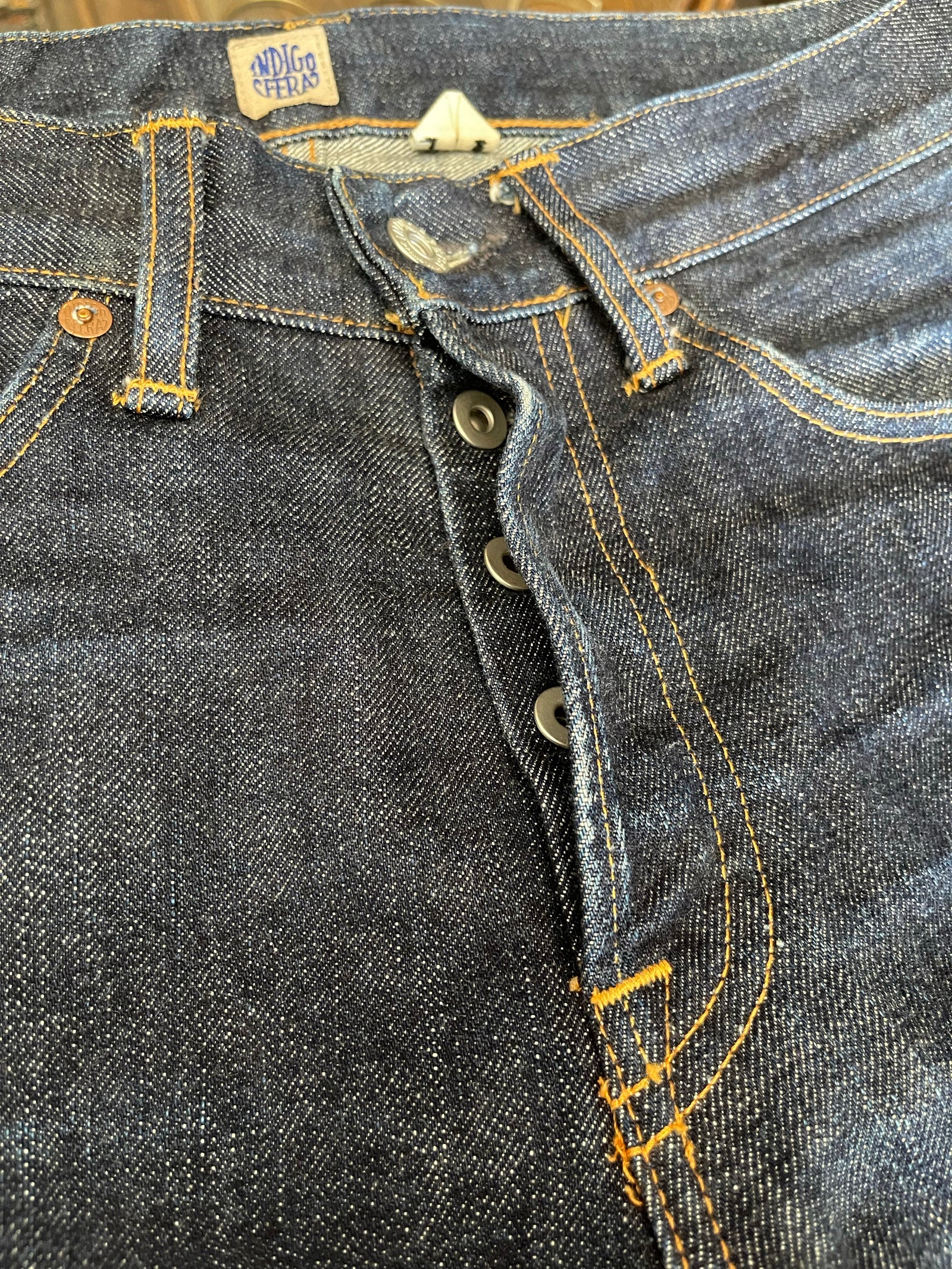 Gently Used Indigofera Buck Jeans in 18oz Selvedge - Indigo