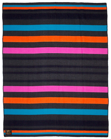 Arizona Sunset Wool Blanket - Black/Navy/Orange