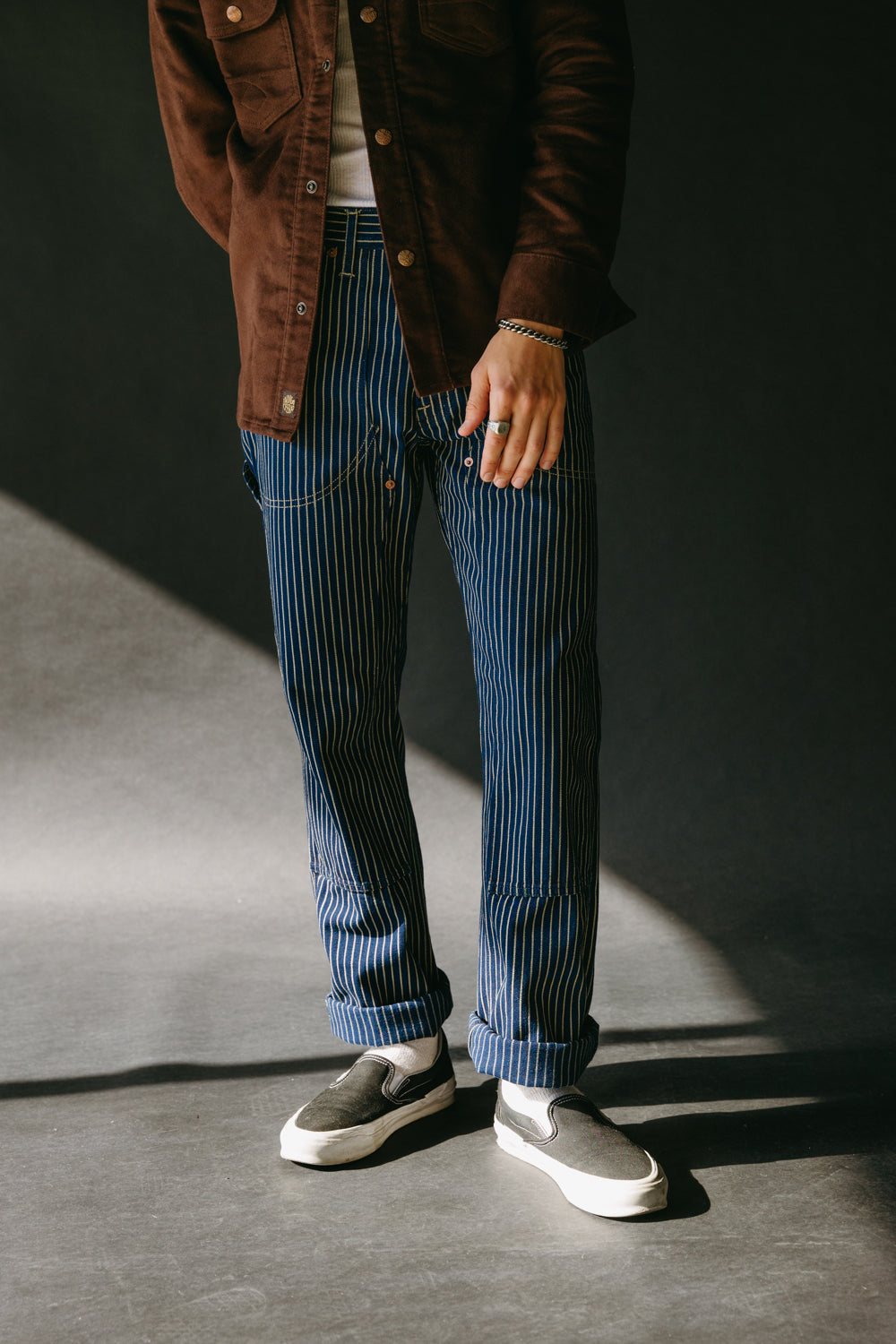 12oz - Wendell Double Knee Pant - Indigo Single Stripe